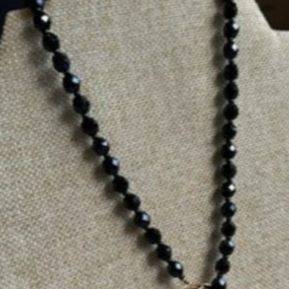 Black Gold Crystal Art Deco Triangle Beaded Pendant - Picture 3 of 4